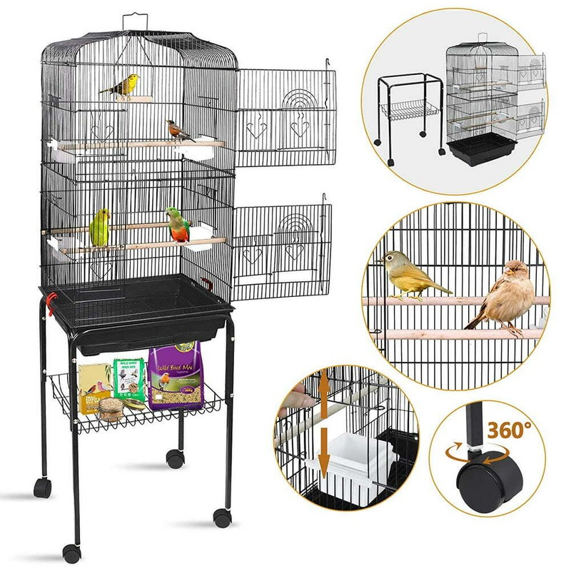 With Rolling Stand, Iron Birdcage Medium Pet House