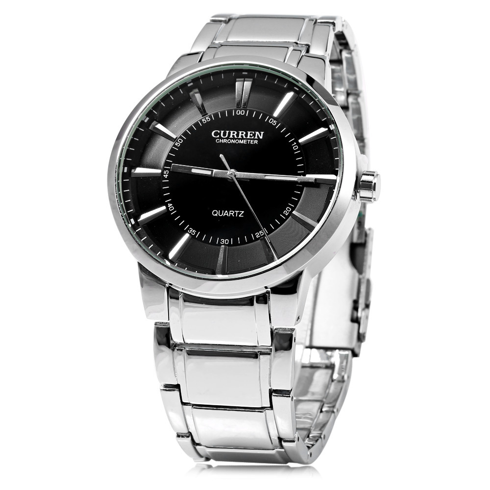 Orologio Polso Curren 8001B Uomo Analogico Quarzo Moderno Silver Quad Nero lac