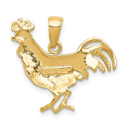 Pre-owned Superdealsforeverything Real 14kt Yellow Gold Rooster Pendant