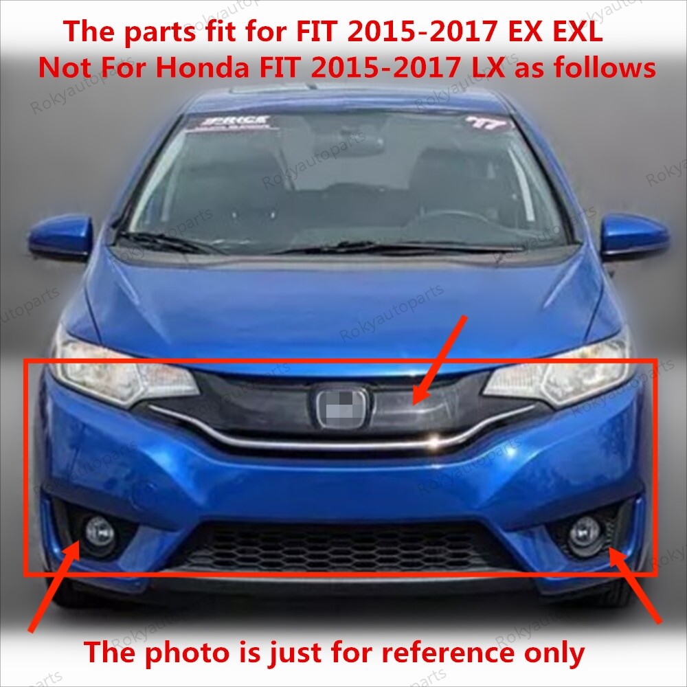 For Honda FIT EX 2015-2017 Front Bumper Upper Grille + Fog Light Kit+4 Brackets