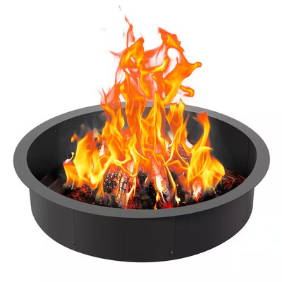 Fire Pit Ring round 40 In. Outer 36 In. Inner Steel Liner DIY Campfire Firepit f