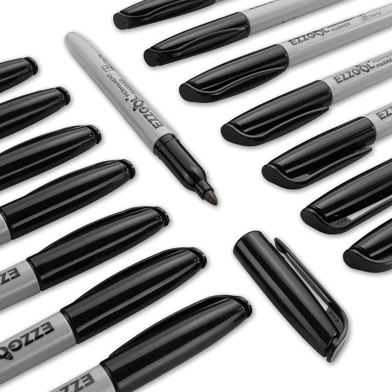 Permanent Markers Bulk, 72 Pack Black Permanent Marker Set, Fine Tip, Waterproof