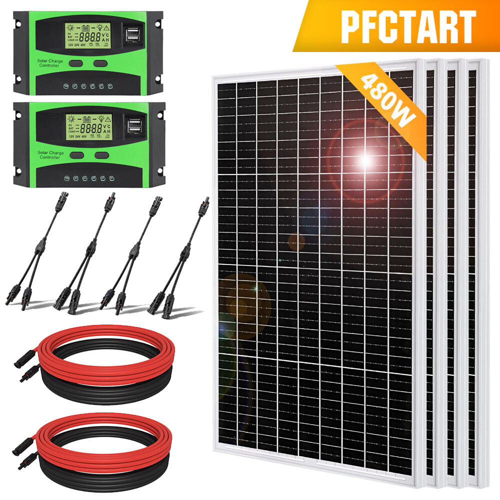 120W 480W 12V Solar Panel Kit Monocrystalline High Efficiency Caravan RV Marine