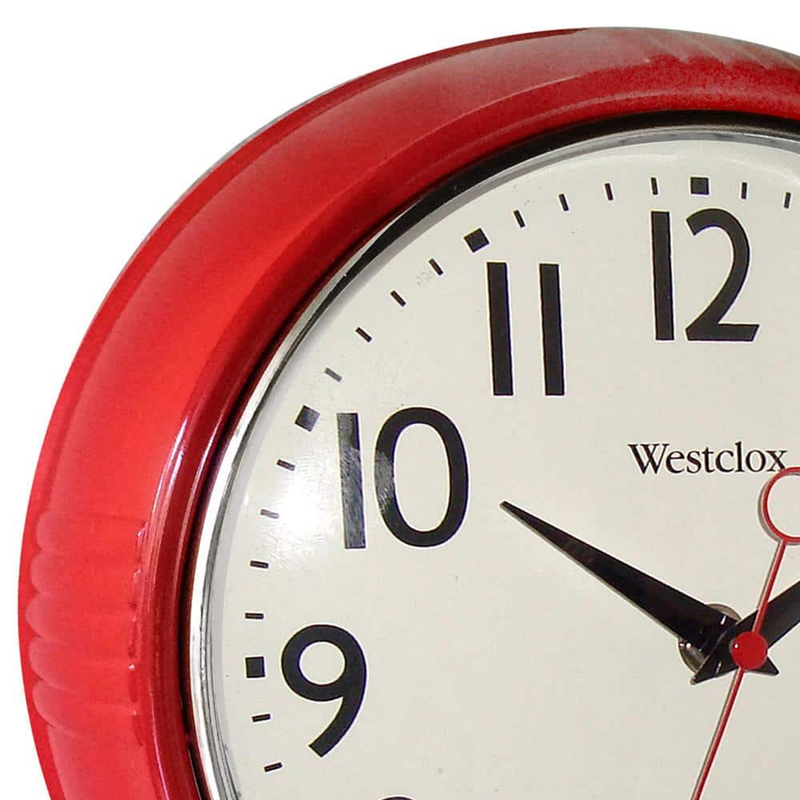 Westclox 9.5 Inch Red Retro Round Quartz Wall Clock Decorative Kitchen Clocks