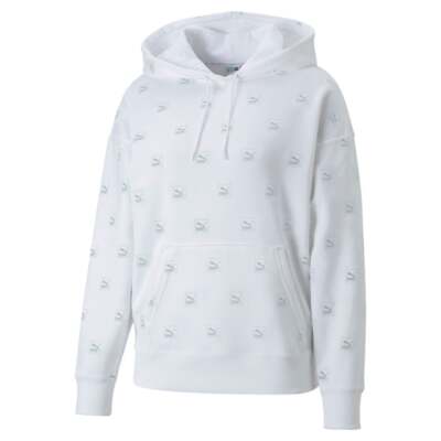 

Puma 53570602 Womens Brand Love Printed Hoodie Casual Pockets - Белый -