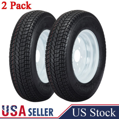 2pcs ST175/80D13 Trailer Tires and Rims 5 Lug Tires with Wheels Load Range C 6PR