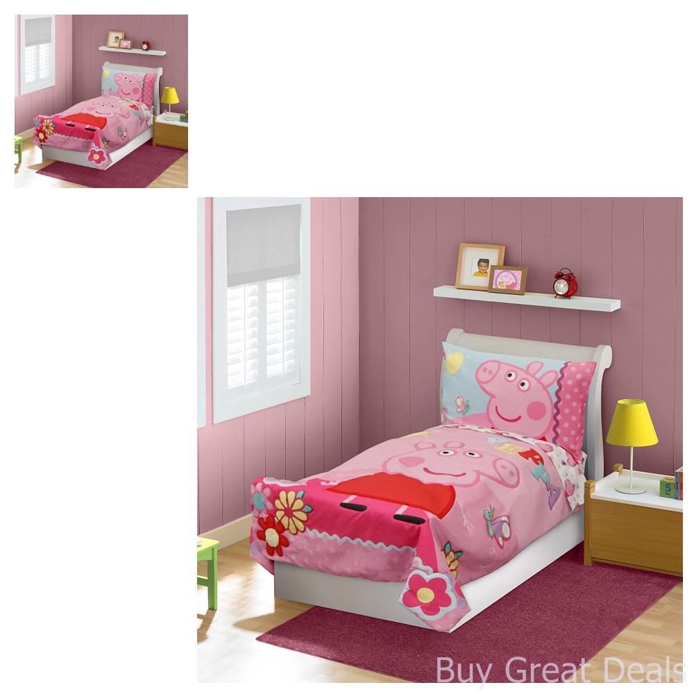 Toddler Bedding Set 4 Pc Comforter Fitted And Flat Sheet