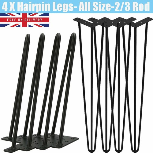 SET OF 4 2 3 ROD INDUSTRIAL HAIRPIN DINING//COFFEE TABLE LEGS STOOL//DESK HOT!