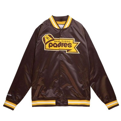

Mitchell - Ness Легкая Атласная Куртка Мужская Коричневая Повседневная Спортивная Верхняя Одежда ST, Коричневый, Mitchell - Ness Lightweight Satin Jacket