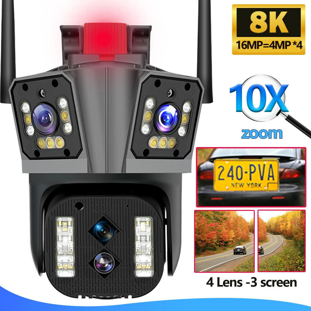 16MP WIFI Security Camera Outdoor PTZ Camera 10X Zoom AI Tracking Security Cam