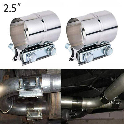 2PCS 2.5 inch lap Joint Exhaust Band Clamp Muffler Coupler Stainless Steel T304