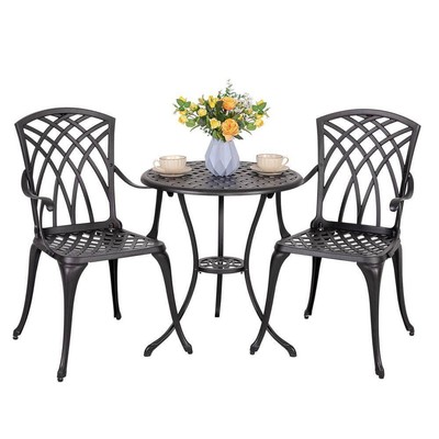 Nuu Garden Bistro Sets w/ Ergonomic Armrests Cast Aluminum Rust-Proof 3-Piece