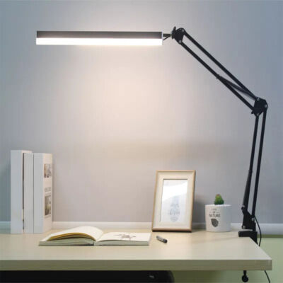 LED Desk Lamp Adjustable Swing Arm Lamp with Clamp Eye-Caring Reading Desk Light