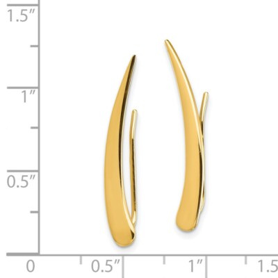 Pre-owned Superdealsforeverything Real 14kt Yellow Gold Gold Polished Pointed Ear Climber Earrings