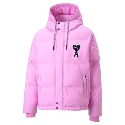 

Puma Ami X Full Zip Puffer Jacket Мужская розовая повседневная спортивная верхняя одежда 53599188, Розовый, Puma Ami X Full Zip Puffer Jacket
