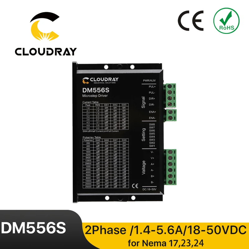 DM556S 2 Phase Stepper Motor Driver 18-50VDC 1.4-5.6A Stepper Motor Controller f
