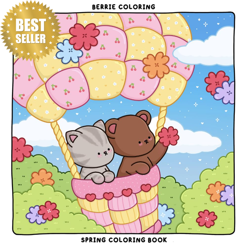 Berrie Coloring Spring: Cute and Cozy Coloring Book for Adults & Kids Featuring