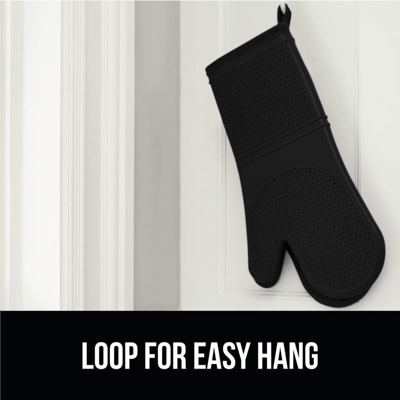 Heat Resistant Silicone Oven Mitts Set, Soft Quilted Lining, Extra Long, Waterpr