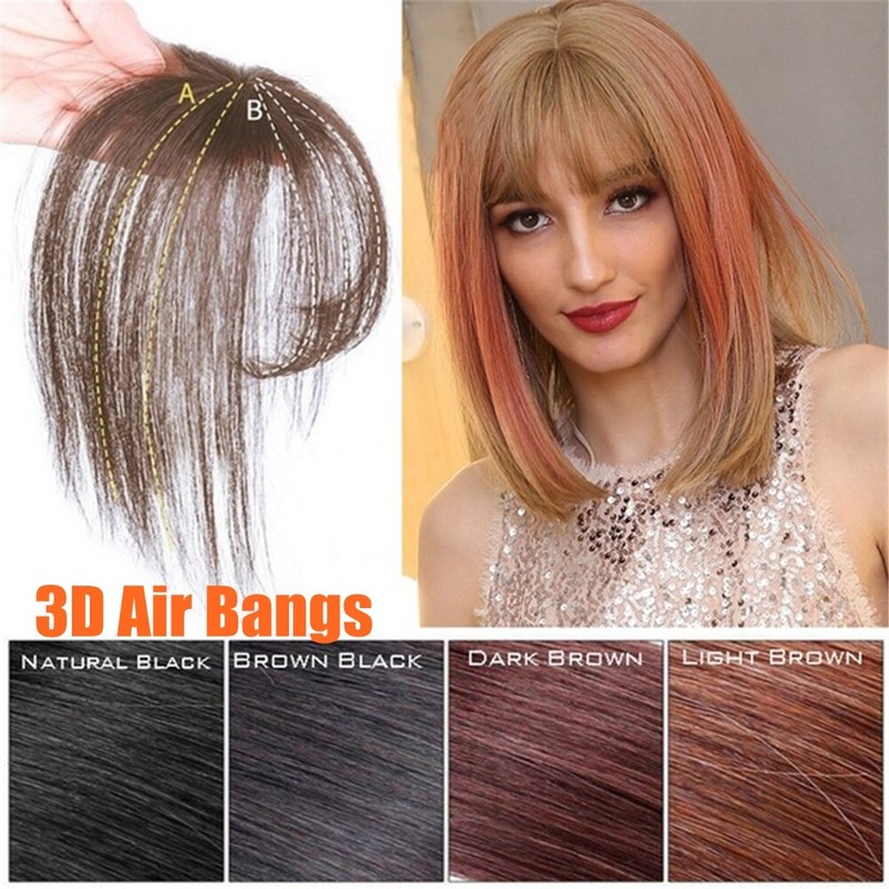 Details About Seamless Women Beauty Hairpiece Thin Hair Topper Cover Up Baldness 3d Air Bangs
