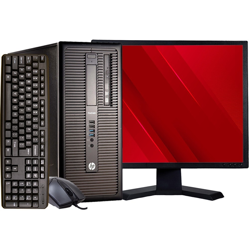 HP i3 Desktop Computer Tower PC 8GB RAM 1TB HDD 19in LCD