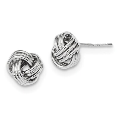 Pre-owned Superdealsforeverything Real 14kt White Gold Polished Triple Love Knot Post Earrings