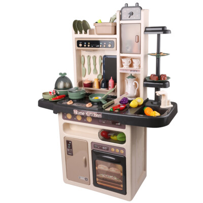 65PCS Kids Kitchen Food Pretend Playset Toy W/ Play Sink Steam Light Sound Music