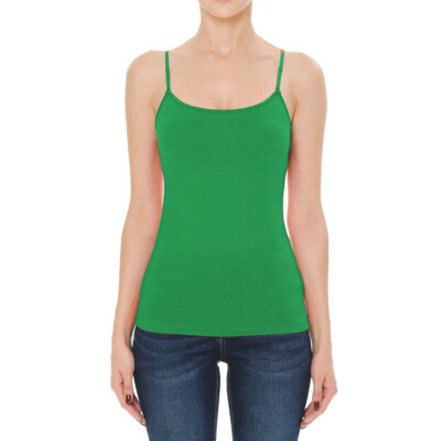 (Ambiance Apparel)  Bra-Strap Camisole with Built in Shelf Bra Plain Tank Top