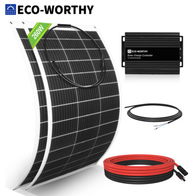 100W 130W 300W 400W Watt 12V 48V Volt Flexible Solar Panel Kit RV Camp Golf Cart
