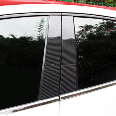 6pcs For 2016-2021 Honda Civic Door Pillar Post Trim Carbon Fiber Color Decor US