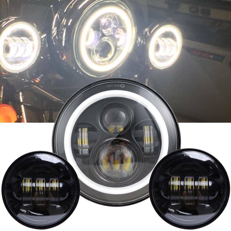 7" LED Headlight Passing Lights For Harley Fatboy Heritage Softail