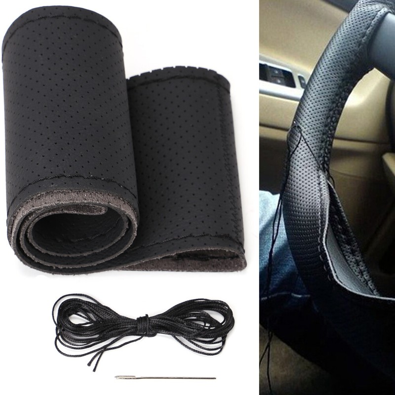 Auto Lenkradbezug Schwarz Lenkradschoner Lenkradschutz Lenkradhülle Ø 38cm DE