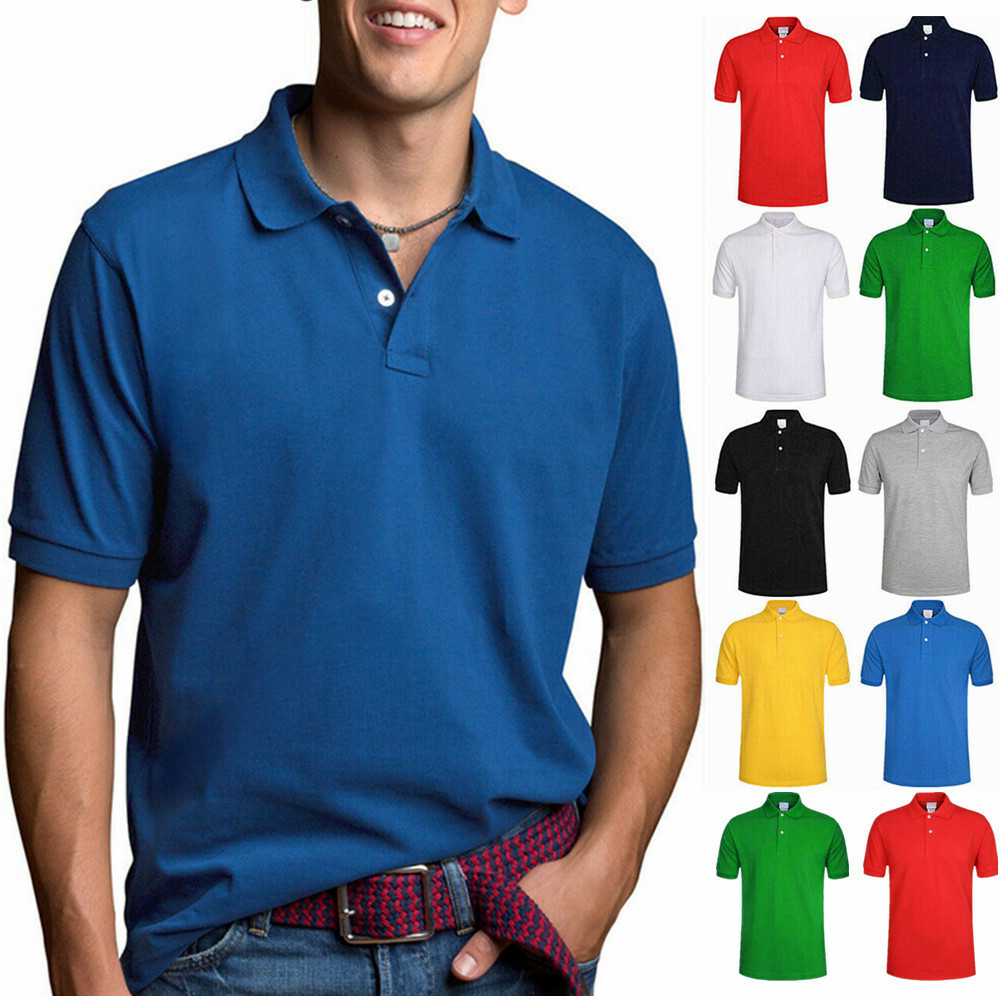 Men Polo Shirt Golf Sports Cotton Short Sleeve Jersey Casual Plain Tee Quick Dry