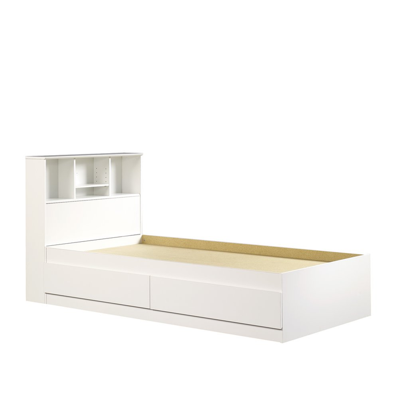 With Storage & Bookcase Headboard Shelving Soft White