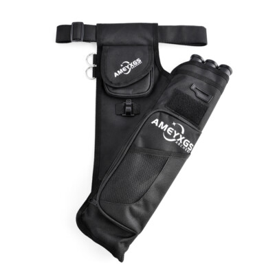 Archery Arrow Quiver Holder 3 Tubes Waist Hip Bag Belt Back Pouch Bow Hunting