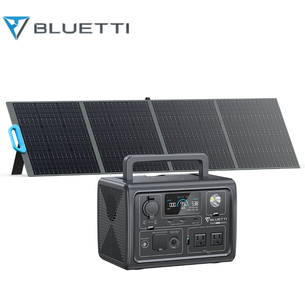 BLUETTI EB3A 600W Solar Generator 268Wh Power Station+200W Solar Panel Kit