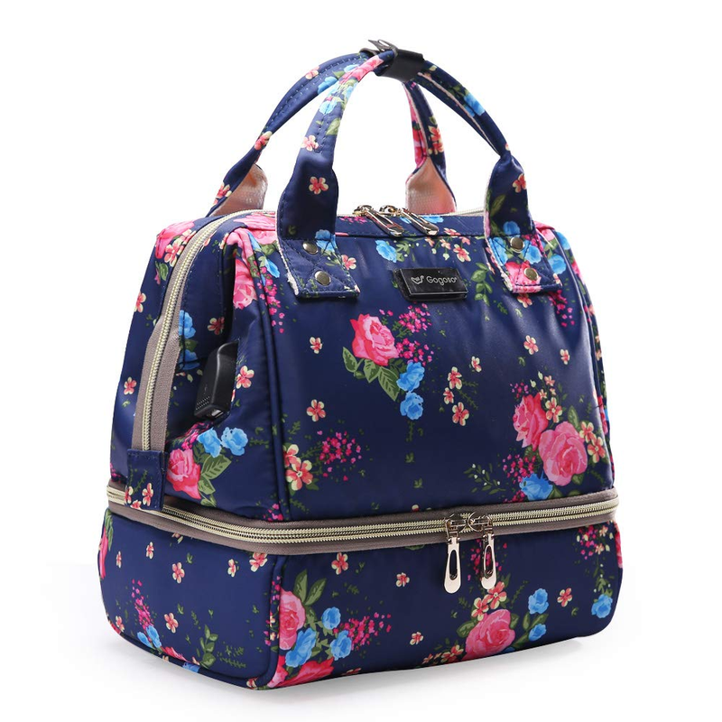 Breast Pump Bag - Breastfeeding Cooler Bag Built-In USB Mini Diaper Bag for Mom