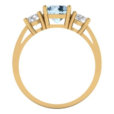 Pre-owned Pucci 1.5ct Round 3 Stone Swiss Topaz Promise Bridal Wedding Ring 14k Yellow Gold