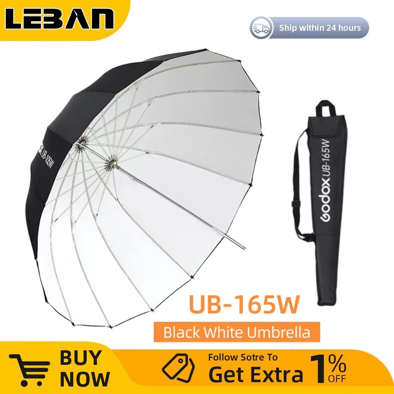 UB-165W 65in 165cm Parabolic Black White Reflective Umbrella Studio Light Umbrel
