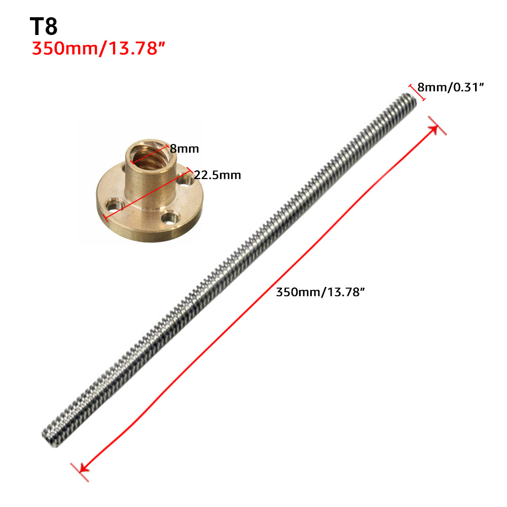 Stainless Steel 8mm Acme Threaded Rod w/ Bass Nut T8 Lead Screw for 3D Printer eBay