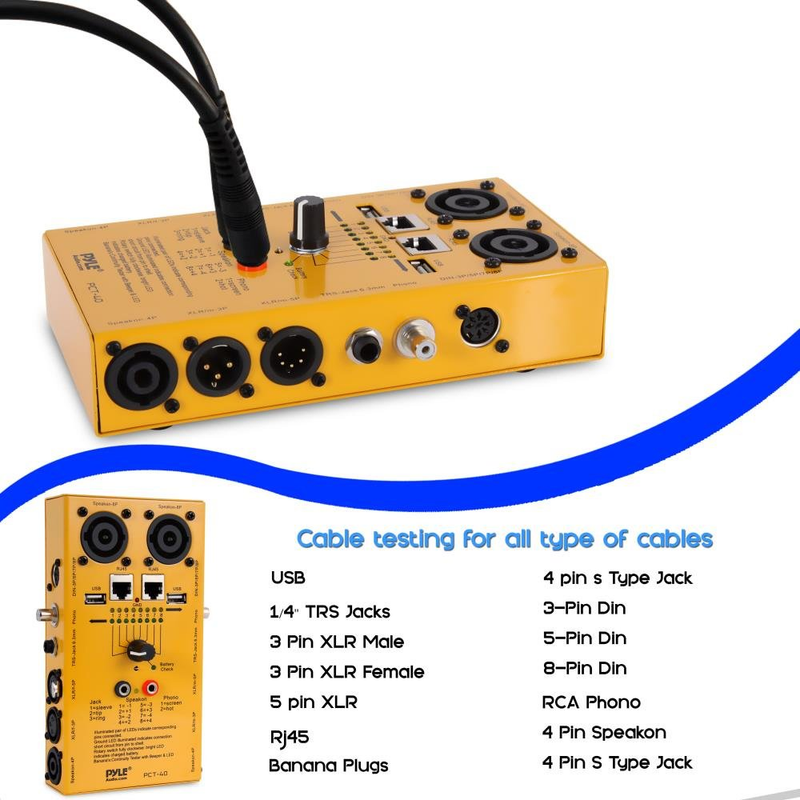 12-Plug Pro Audio Cable Tester - 12-in-1 Line Finder, Continuity Checker, Wire T