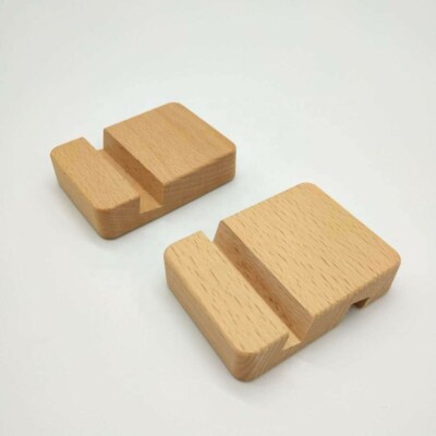 2 Pack Universal Bamboo Wood Stand Holder For Cell Phone and Tablet Desk Holder