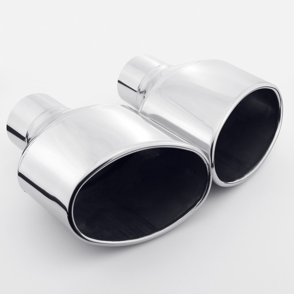 1pair 2.5" inlet slant Stainless Steel Rolled Edge Oval Exhaust Tip for