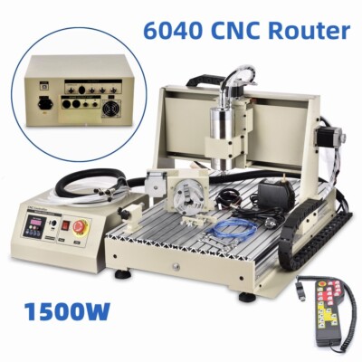 USB 4 Axis 6040 CNC Router Engraver 3D Drill Engraving Milling Machine VFD & R/C