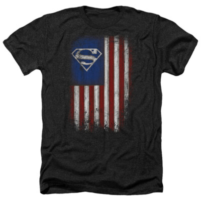 SUPERMAN OLD GLORY SHIELD Licensed Adult Men's Heather Tee Shirt SM-3XL