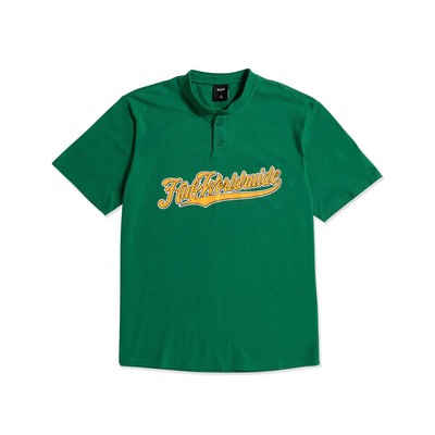 

Футболка HUF Harlan Baseball Henley Lifestyle Мужская с клевером, Зеленый, HUF Harlan Baseball Henley Lifestyle T-Shirt