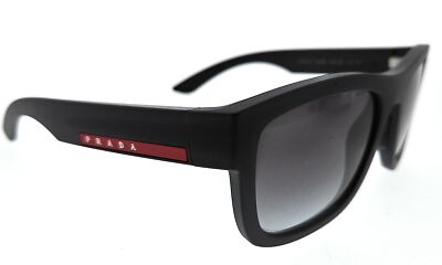 Pre-owned Prada Linea Rossa 0ps 01zsf 1bo09u Matte Black Square Sunglasses