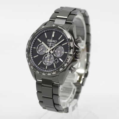 Pre-owned Seiko Selection Sbpy169 Analog Solar Powered Sapphire Crystal Black