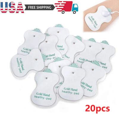 20 PCS Snap On Replacement Electrode Pads Cable For Tens Unit Therapy Massager