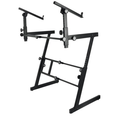 On-Stage KS7365EJ Heavy Duty Folding Z Two-Tier DJ Mixer 2 Keyboard Stand
