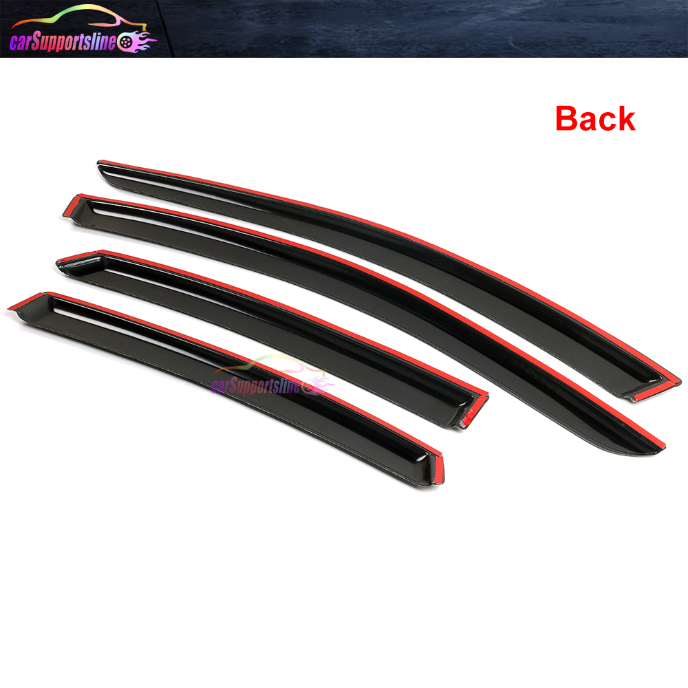 Fits 13-18 Nissan Altima Sedan Window Visor Smoke Vent Shade Guard w/ Red Sport